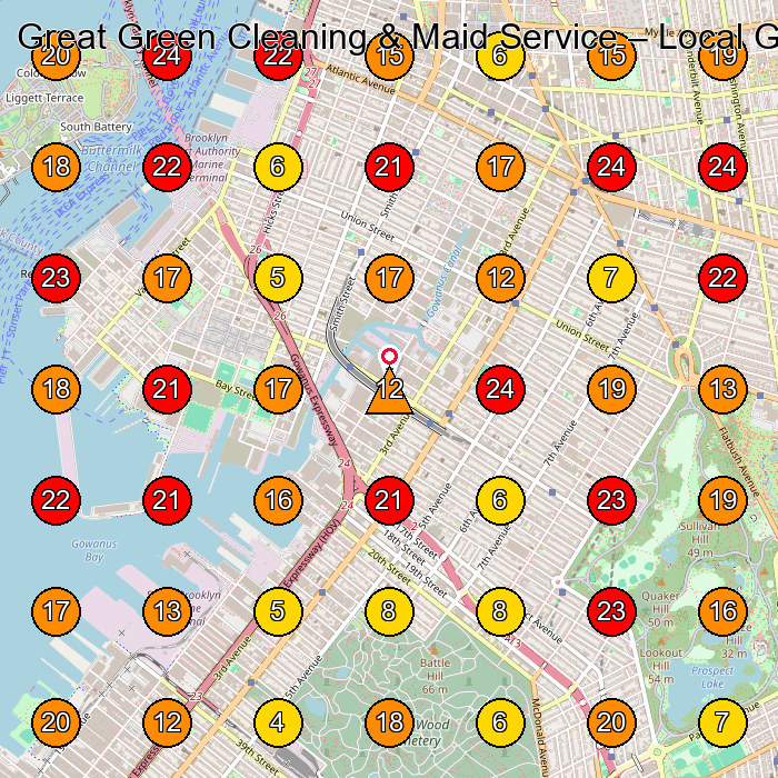 Great Green Cleaning & Maid Service House Cleaning Service GeoGrid ranking map for Brooklyn NY